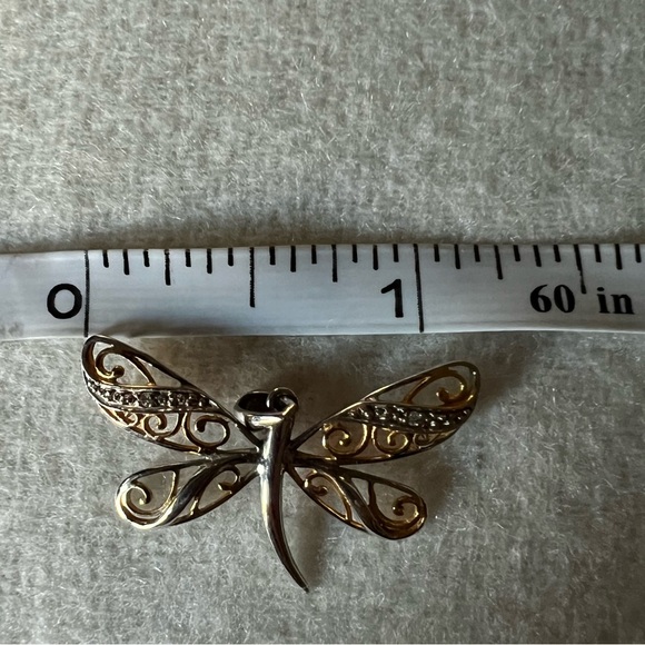 Dragonfly pendant 10k and diamonds - Picture 8 of 14